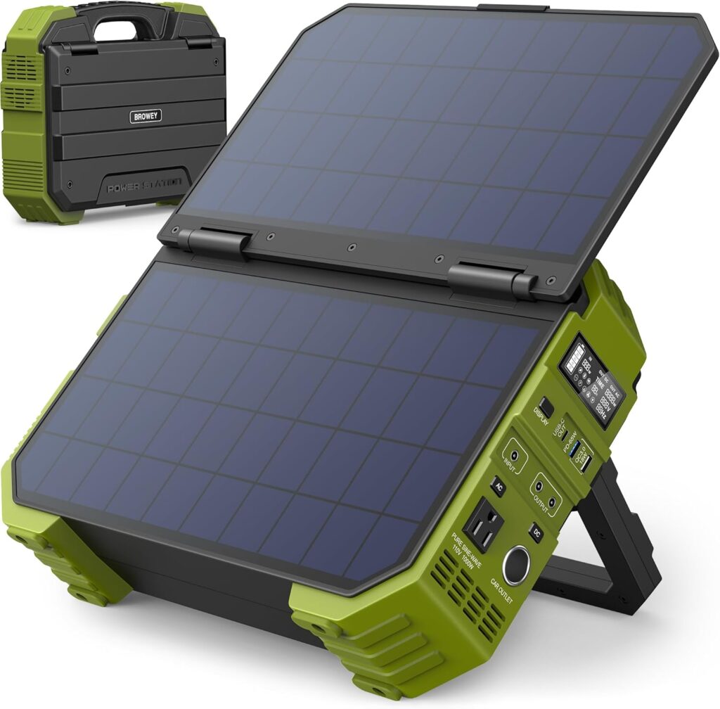 BROWEY ポータブル電源 ソーラーパネル一体型 出力1000W(瞬間最大2000W) AC100V 大容量