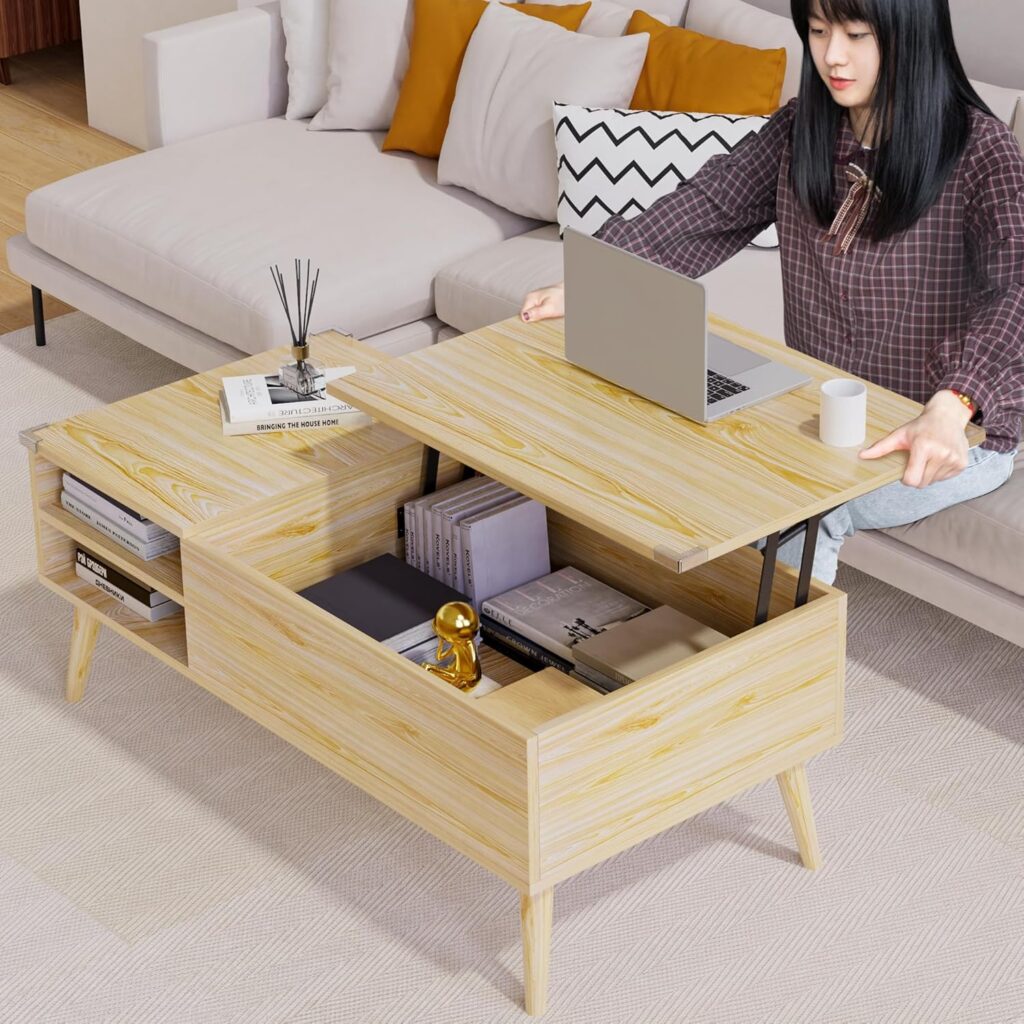 HOMECO ローテーブル 幅100*奥行50*高さ44&59cm リフティングテーブル